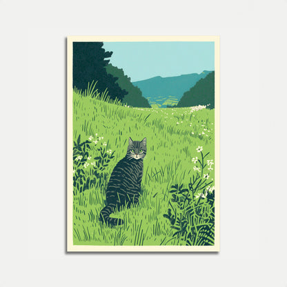 Mountain Meadow Cat Poster
