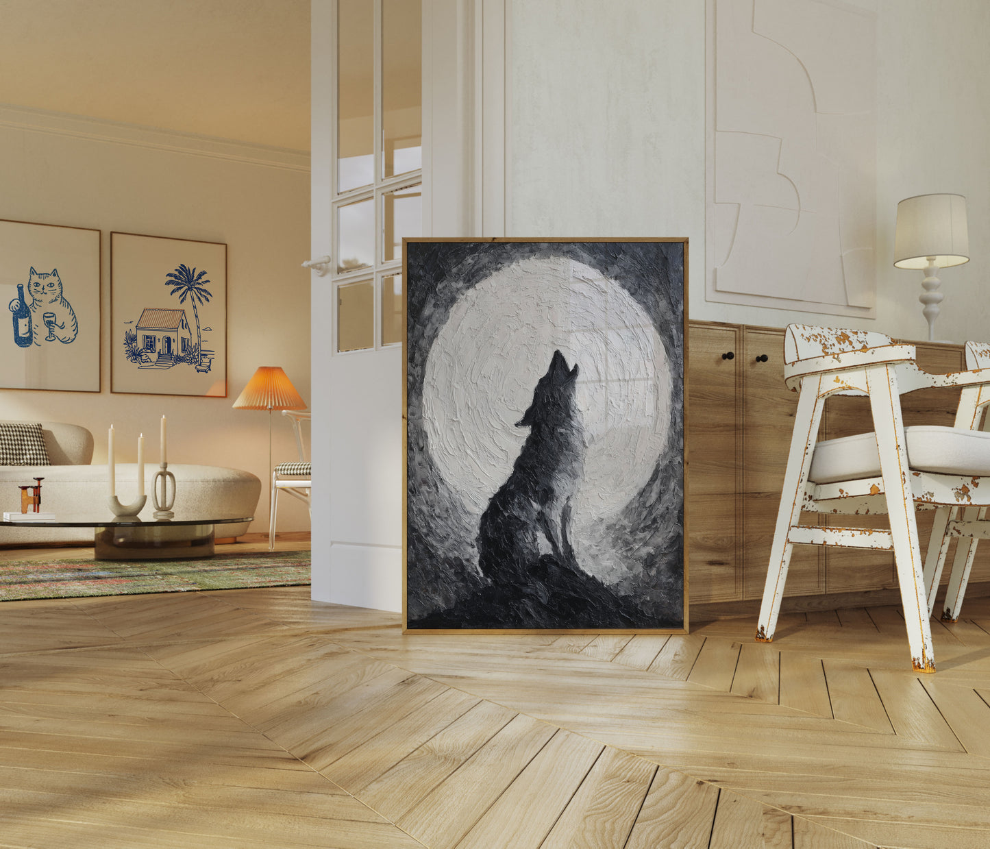 Moonlit Wolf Silhouette Poster