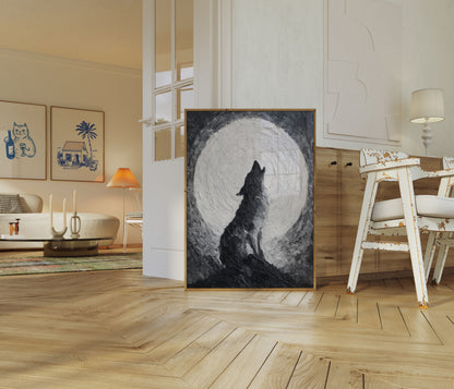 Moonlit Wolf Silhouette Poster