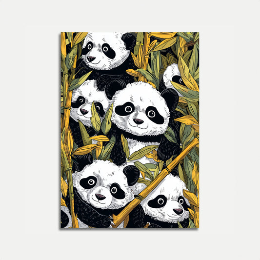 Playful Panda Bamboo Forest Poster