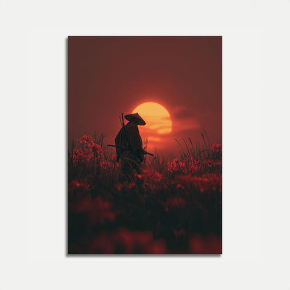 Samurai Kriger Solnedgang Felt Plakat
