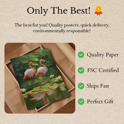 Elegante Flamingo's Waterlelie Poster