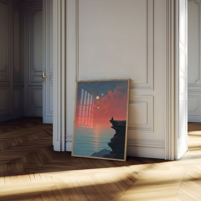Solitary Reflection at Sunset Poster