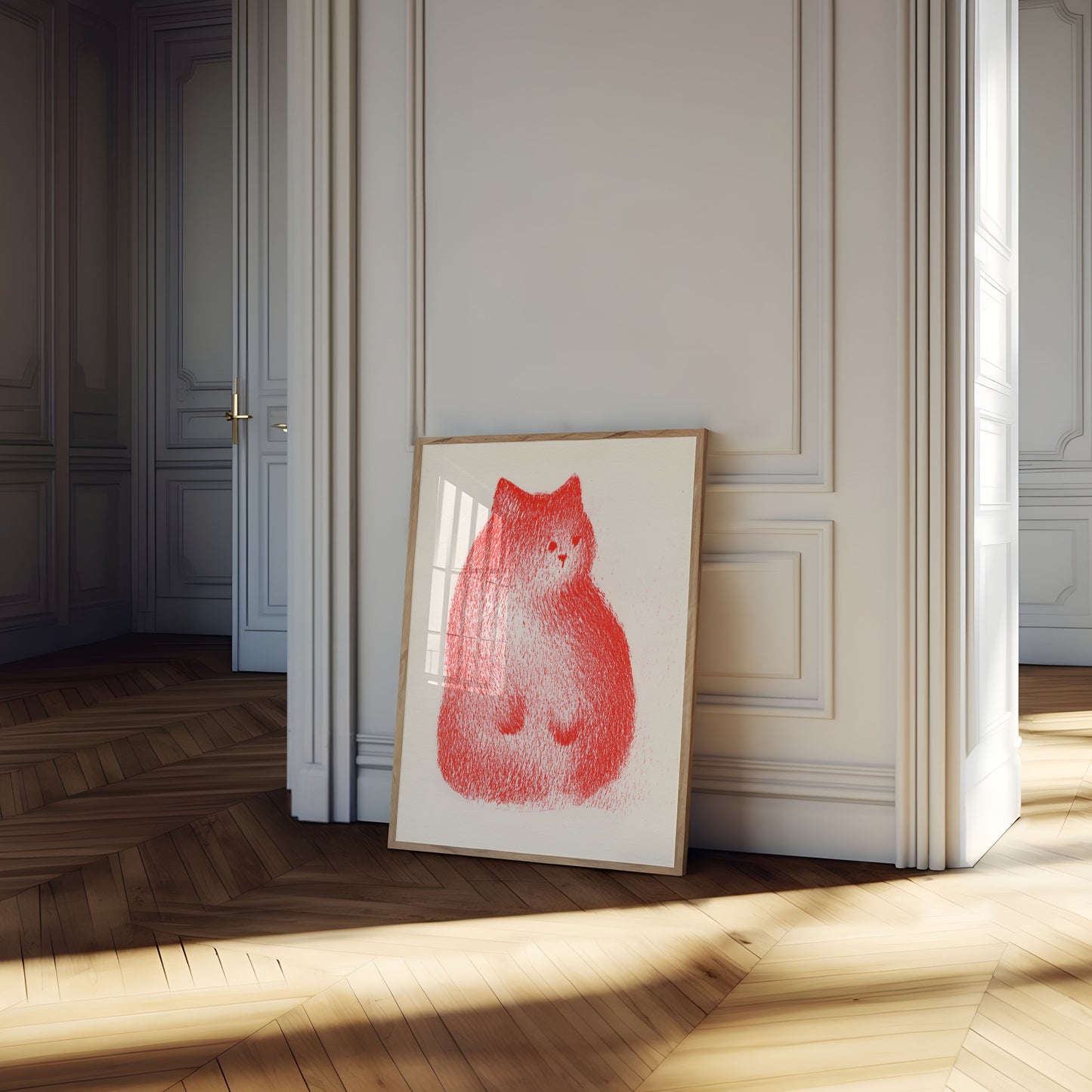 Rotes Katzen-Porträt-Plakat