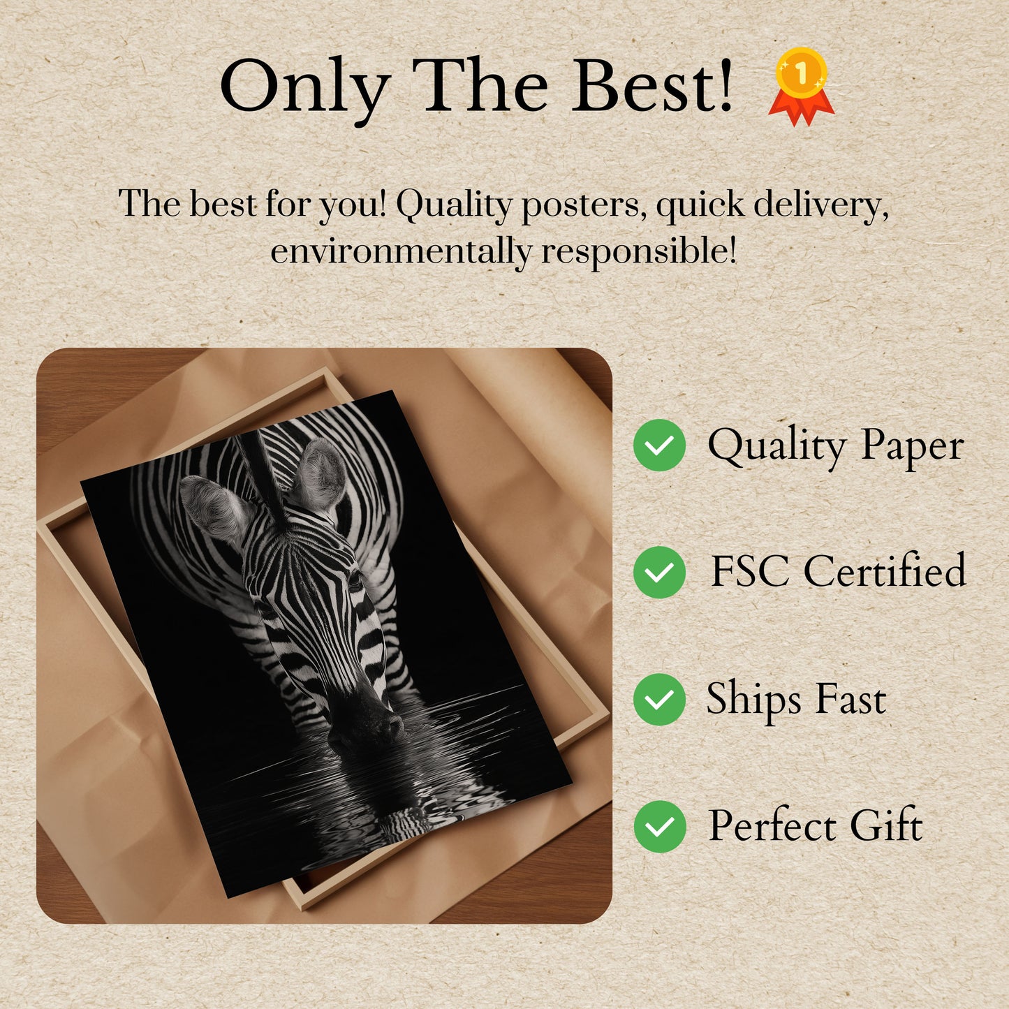 Póster de reflejo de cebra en el agua