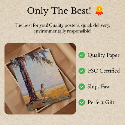 Póster del majestuoso guepardo en la sabana