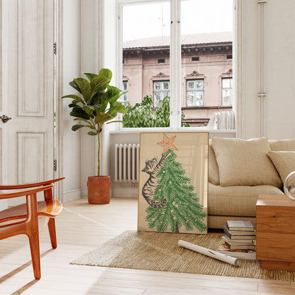 Curious Christmas Cat Tree Poster