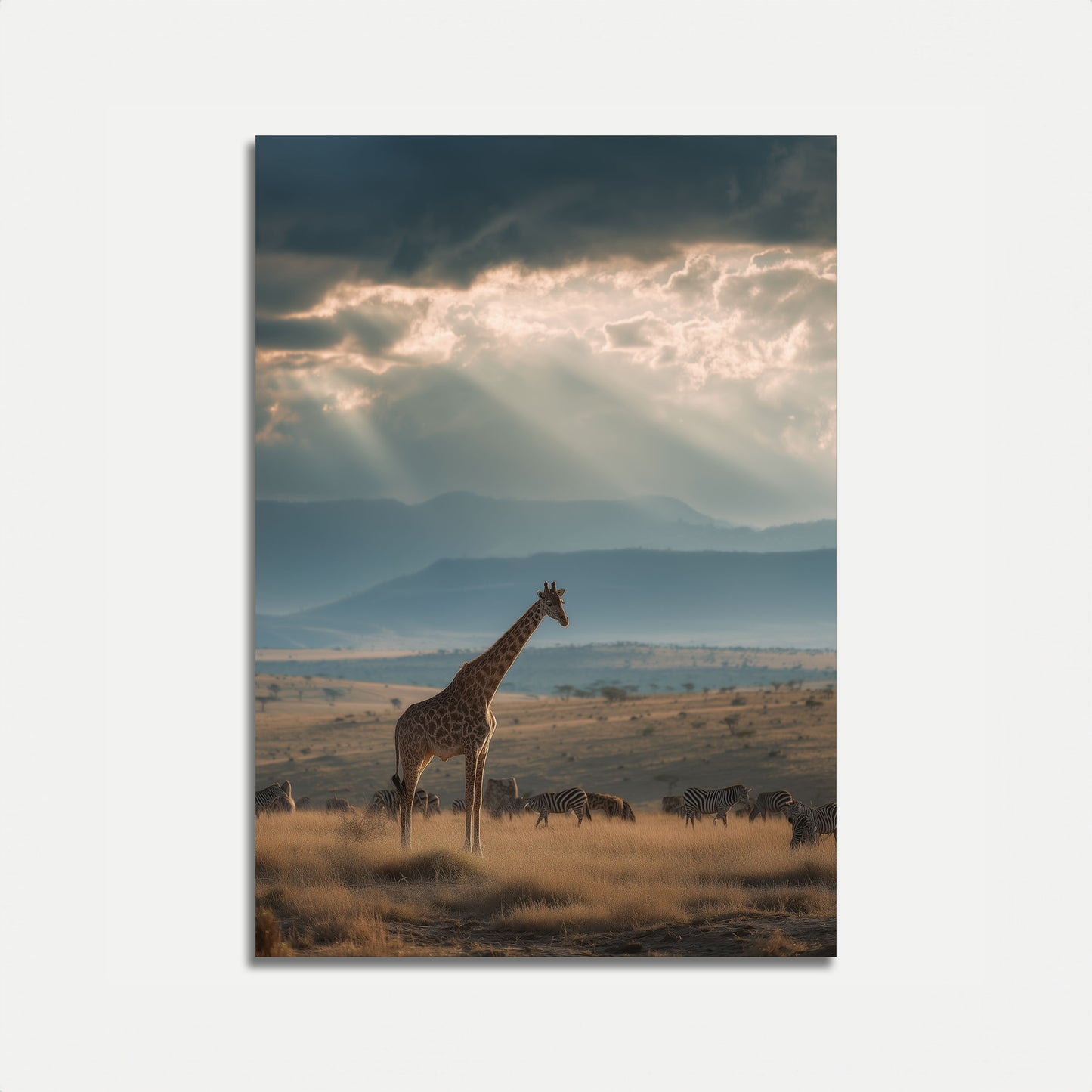 Póster de la majestuosa jirafa de la sabana