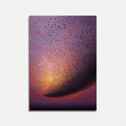 Starling Murmuration Solnedgång Affisch
