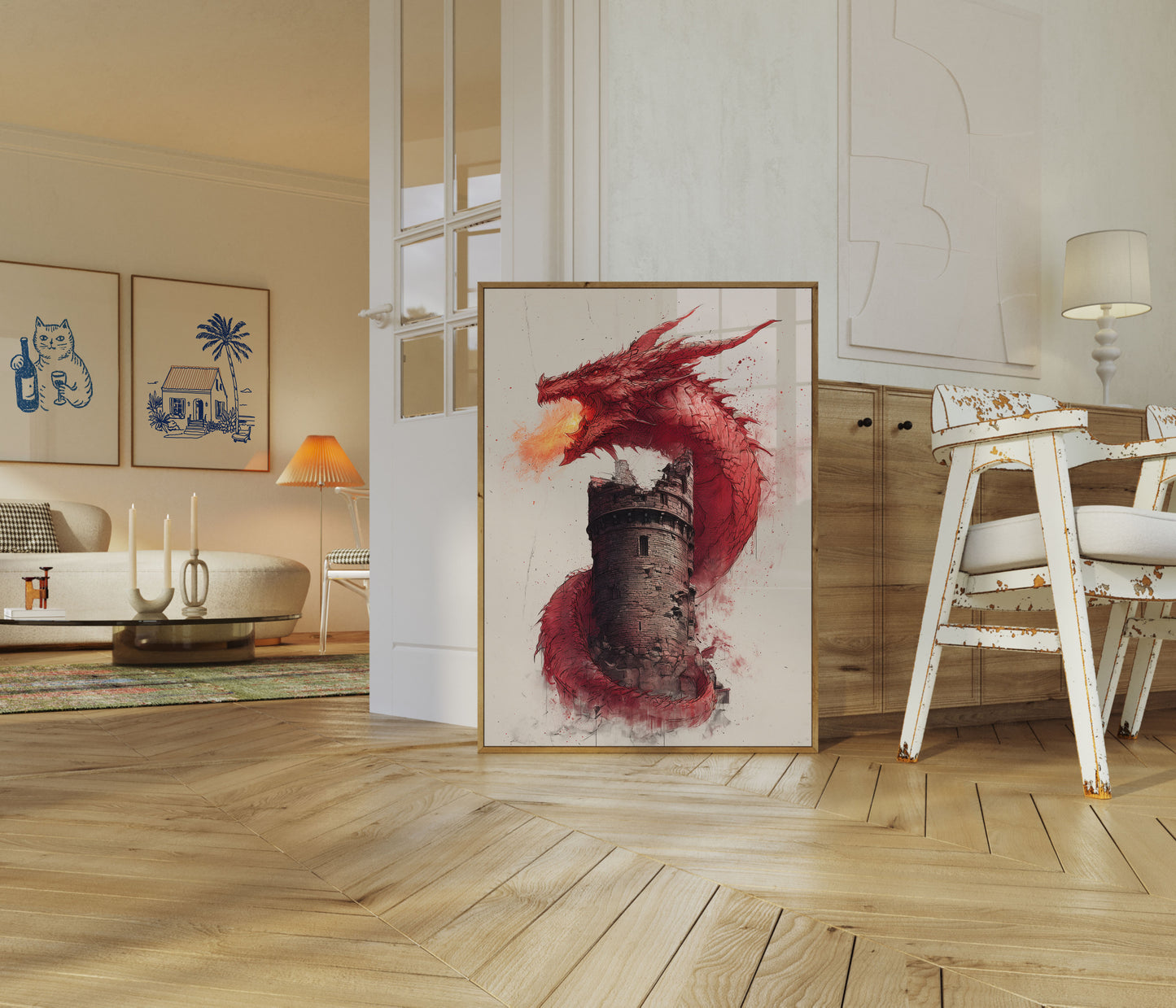 Póster del asedio al castillo del Dragón Carmesí