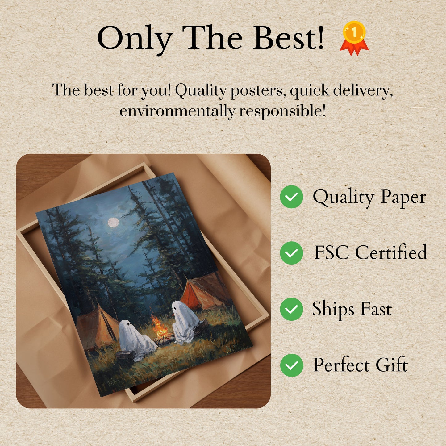 Spookachtige Kampvuur Geest Camping Poster