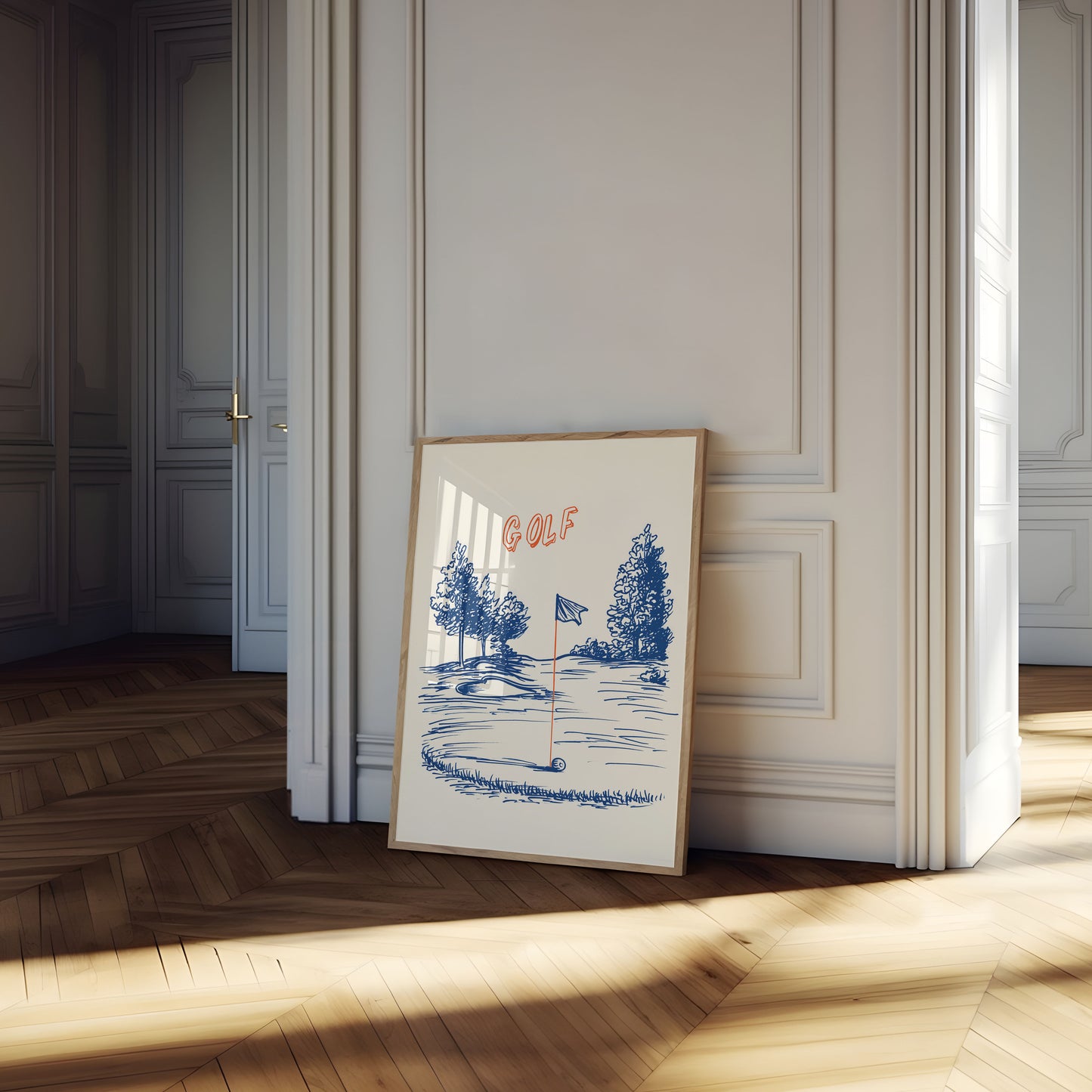 Affiche représentant un paysage serein de terrain de golf