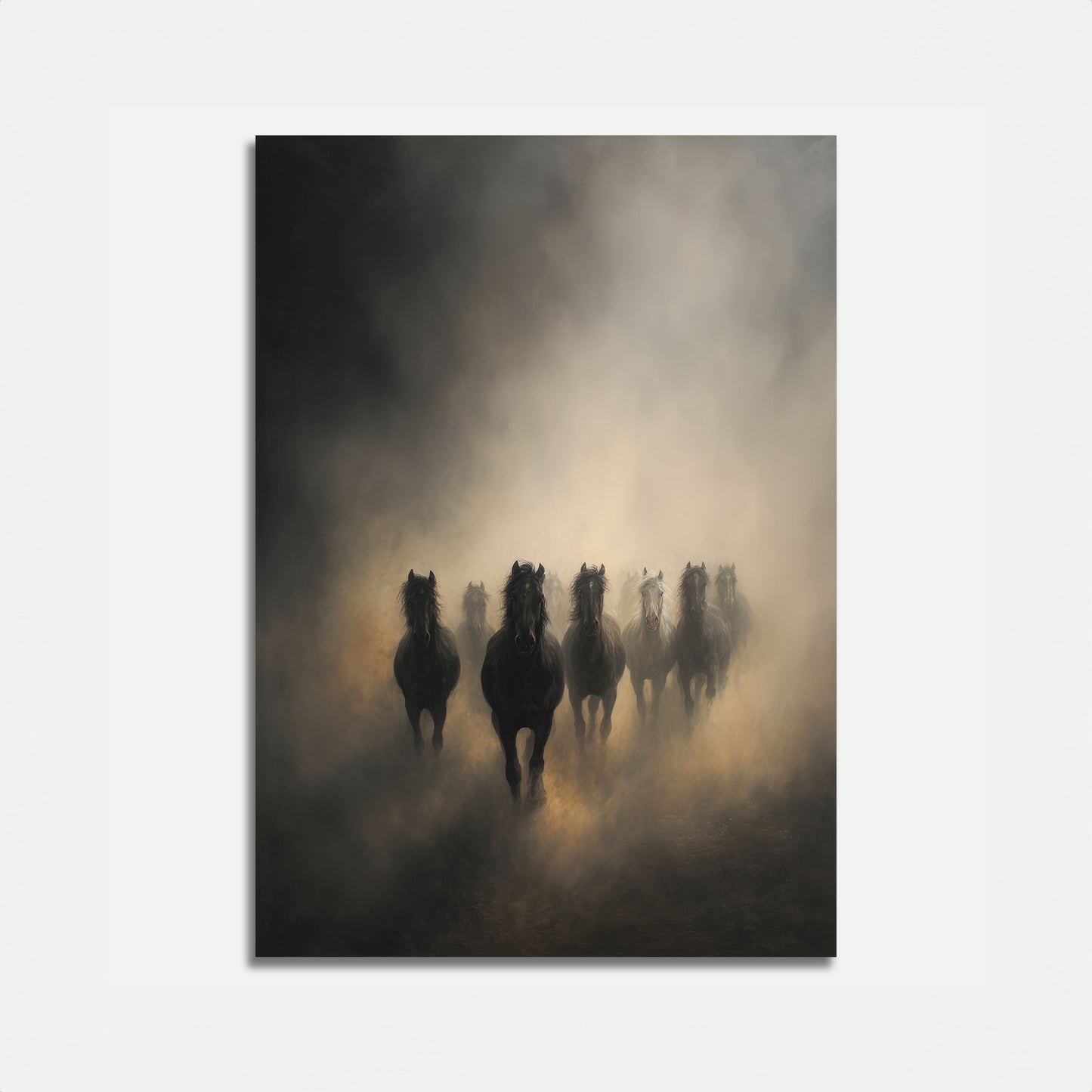 Horses Running Through Dust Poster