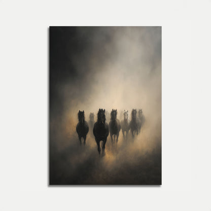 Horses Running Through Dust Poster