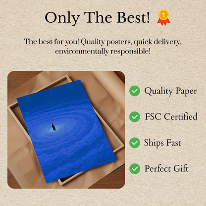 Solitary Figure in Blue Swirl Poster