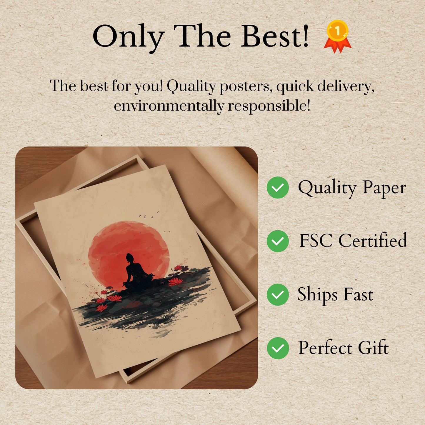 Poster Tramonto Meditazione Zen Loto