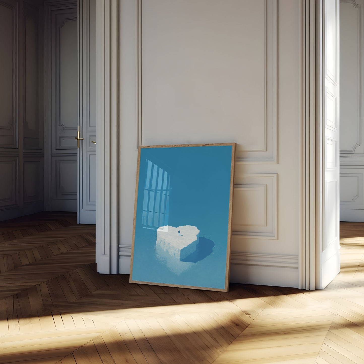 Solitary Figure on Icy Peak Poster