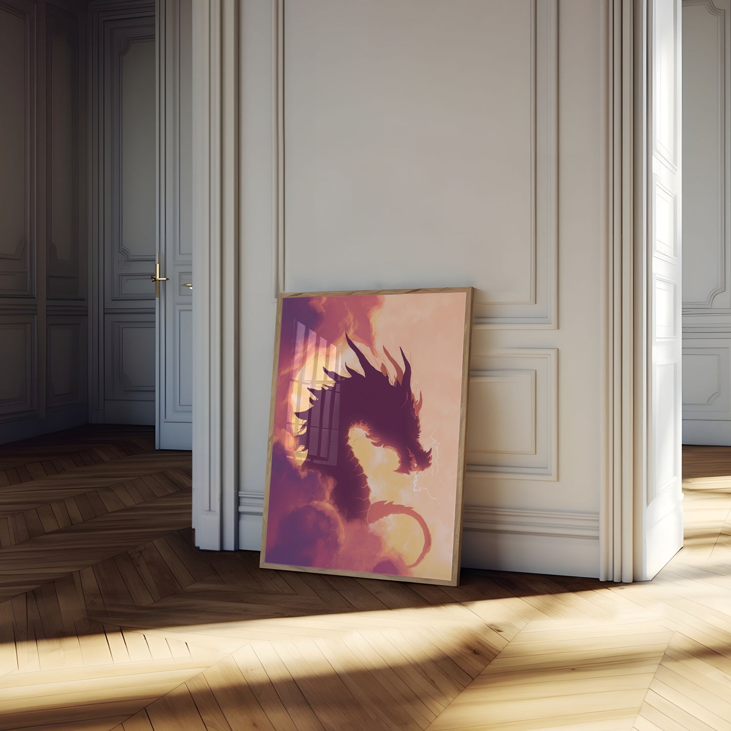 Póster de fantasía del dragón de la tormenta