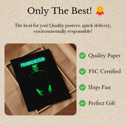 Frankenstein Monster Neon Poster