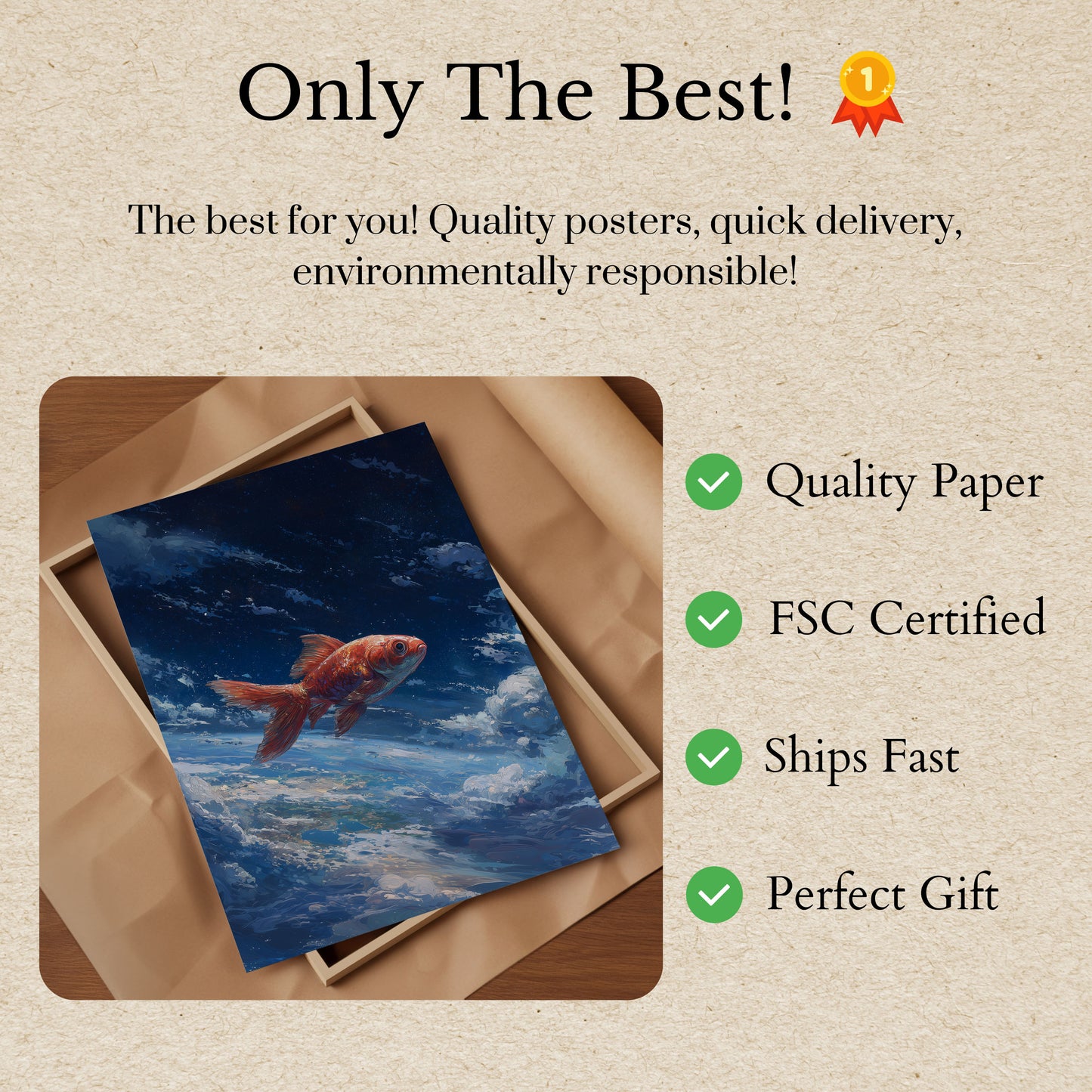 Himmelsk Guldfisk Rejse Plakat