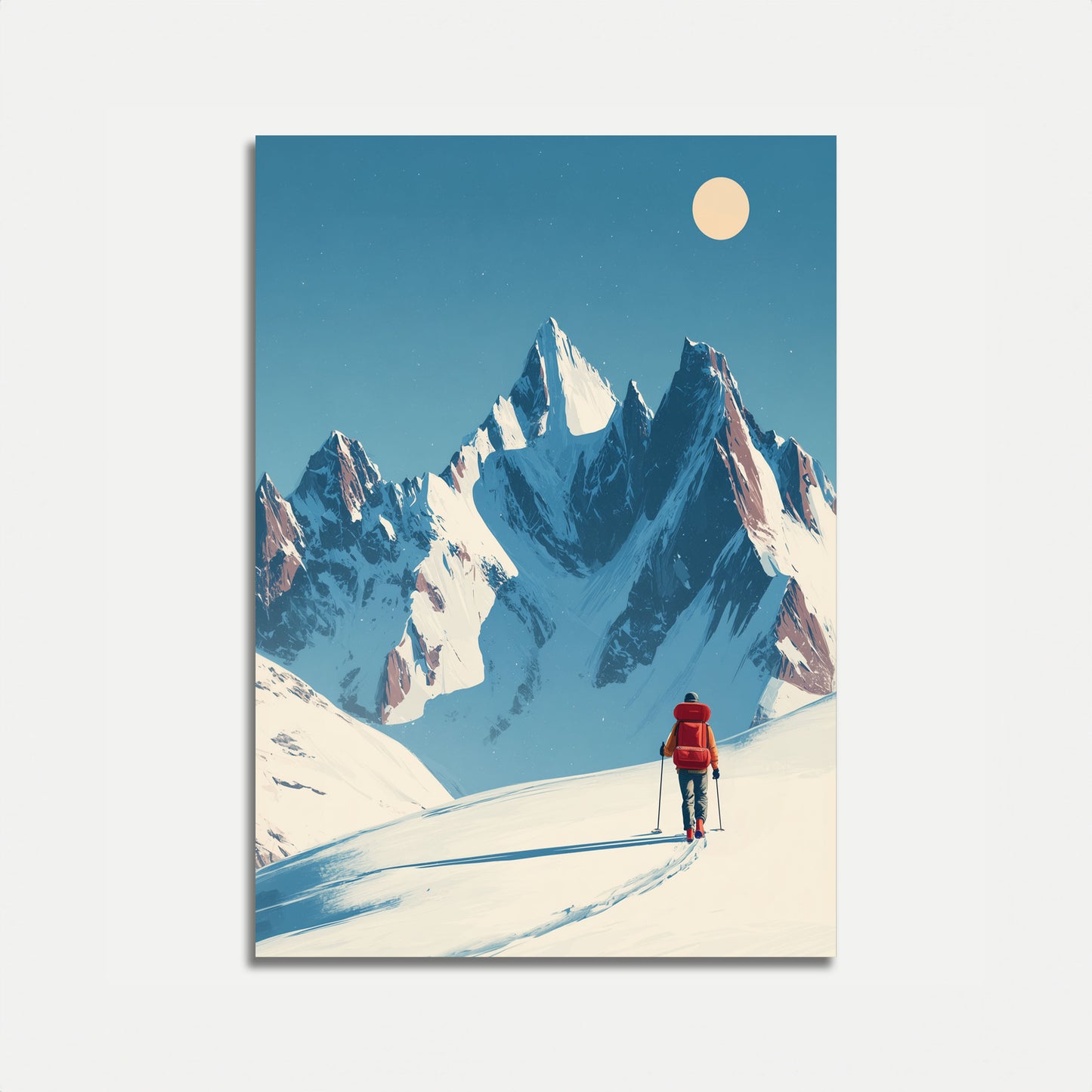 Bergspitze Winter Ski-Poster