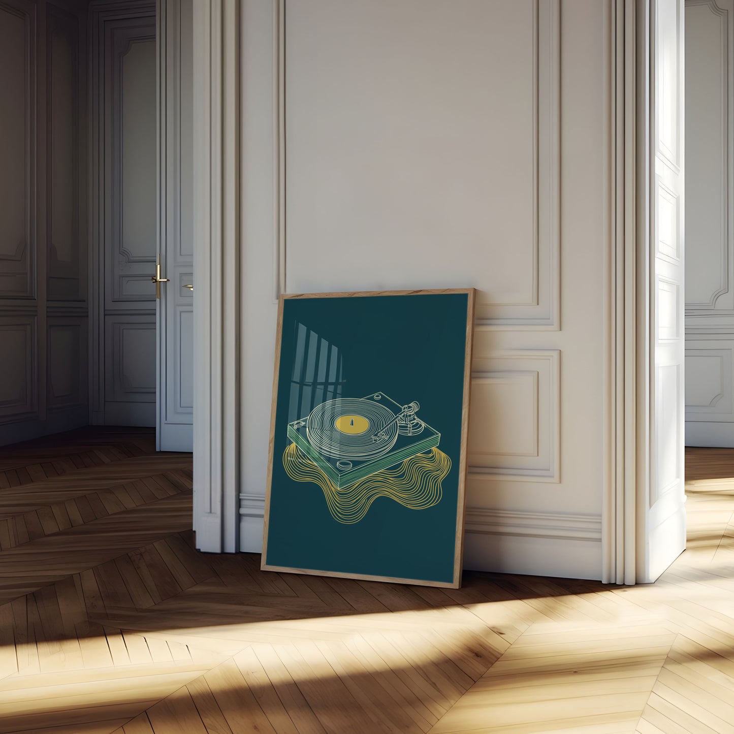 Vintage Turntable Sound Waves Poster