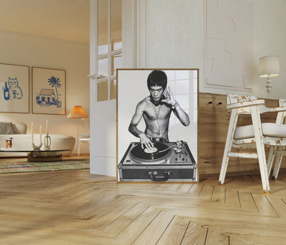 Retro DJ Vinyl Mixing Poster