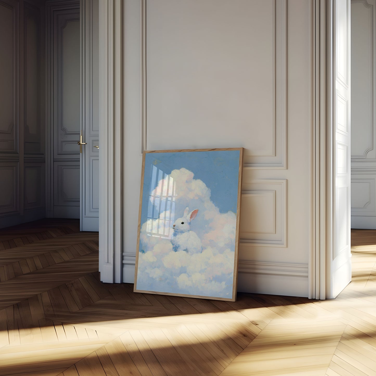 White Rabbit in the Clouds Poster
