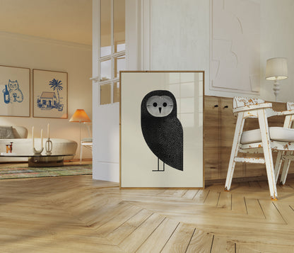 Geometric Black Owl Poster
