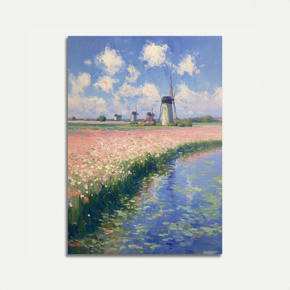Póster de Molinos Holandeses y Campos de Tulipanes