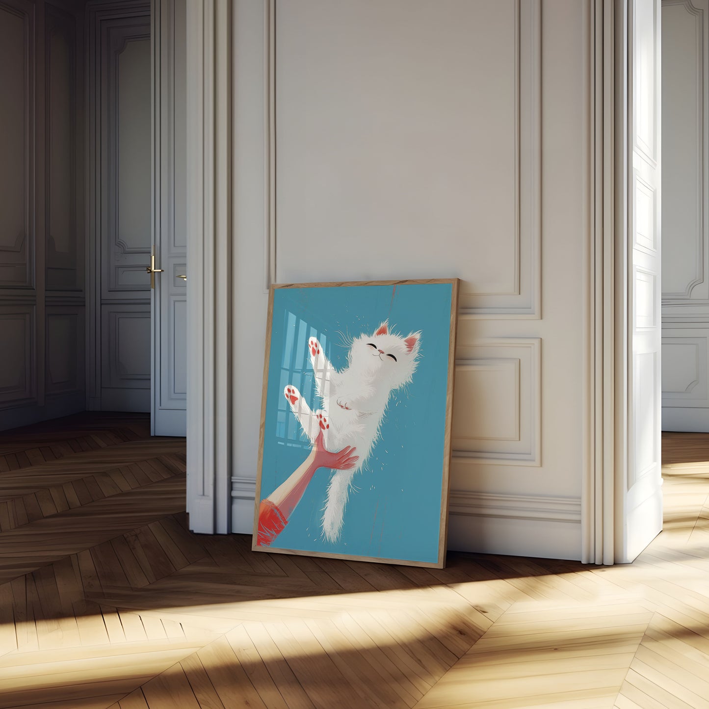 Fluffy Floating Feline Poster