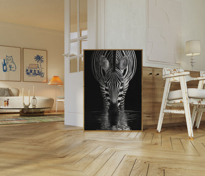 Póster de reflejo de cebra en el agua