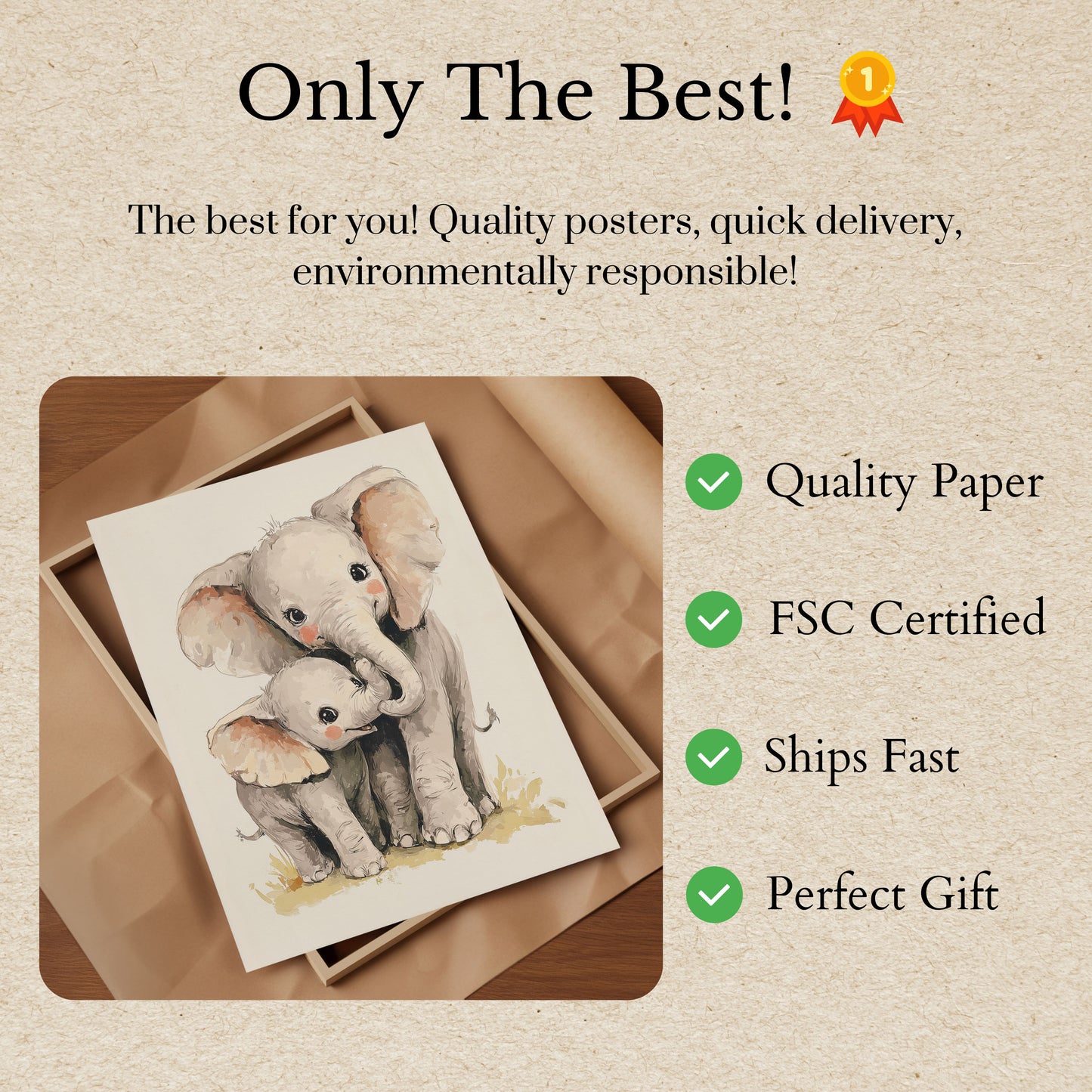 Baby Elephant Love Poster