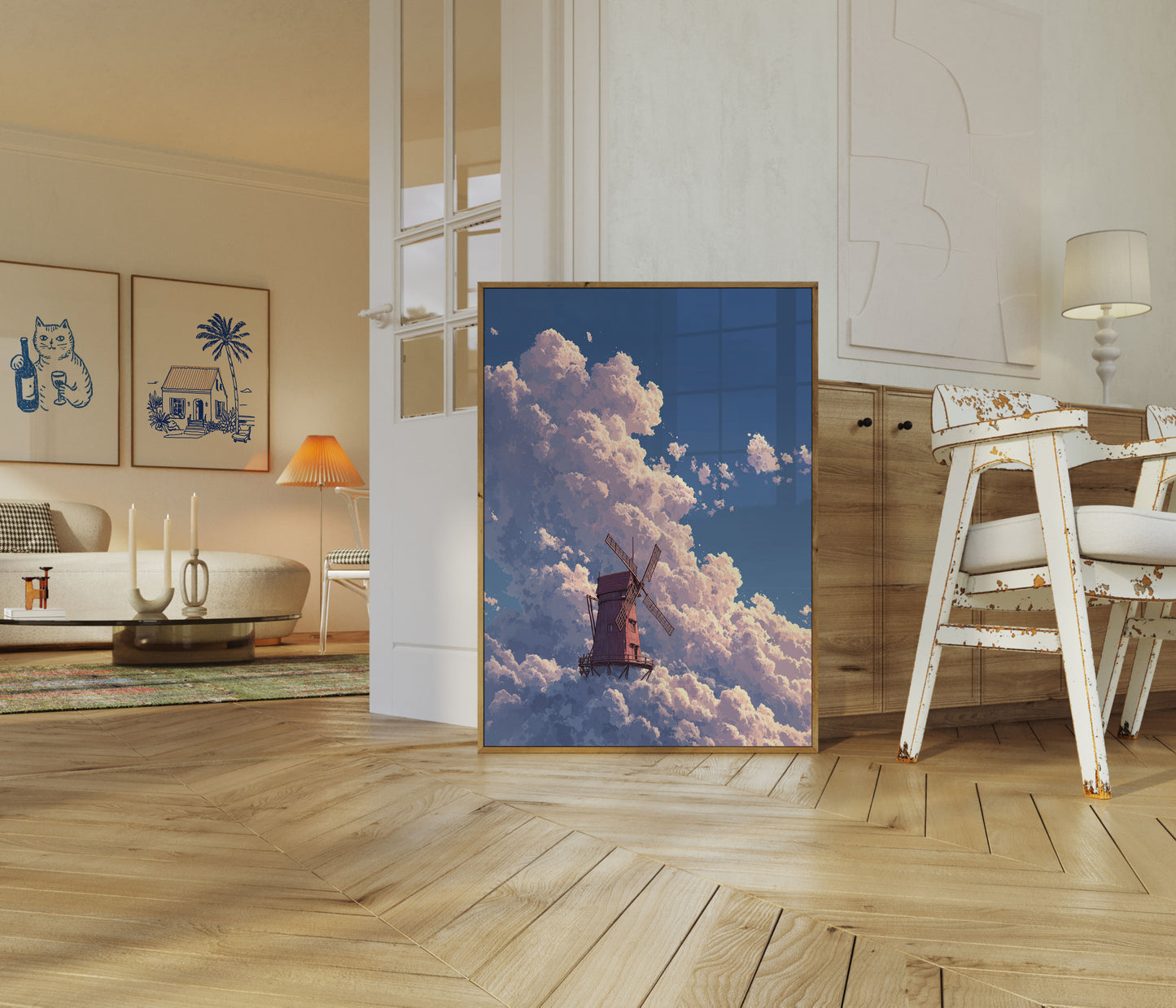 Windmill in Dreamy Cloud Poster