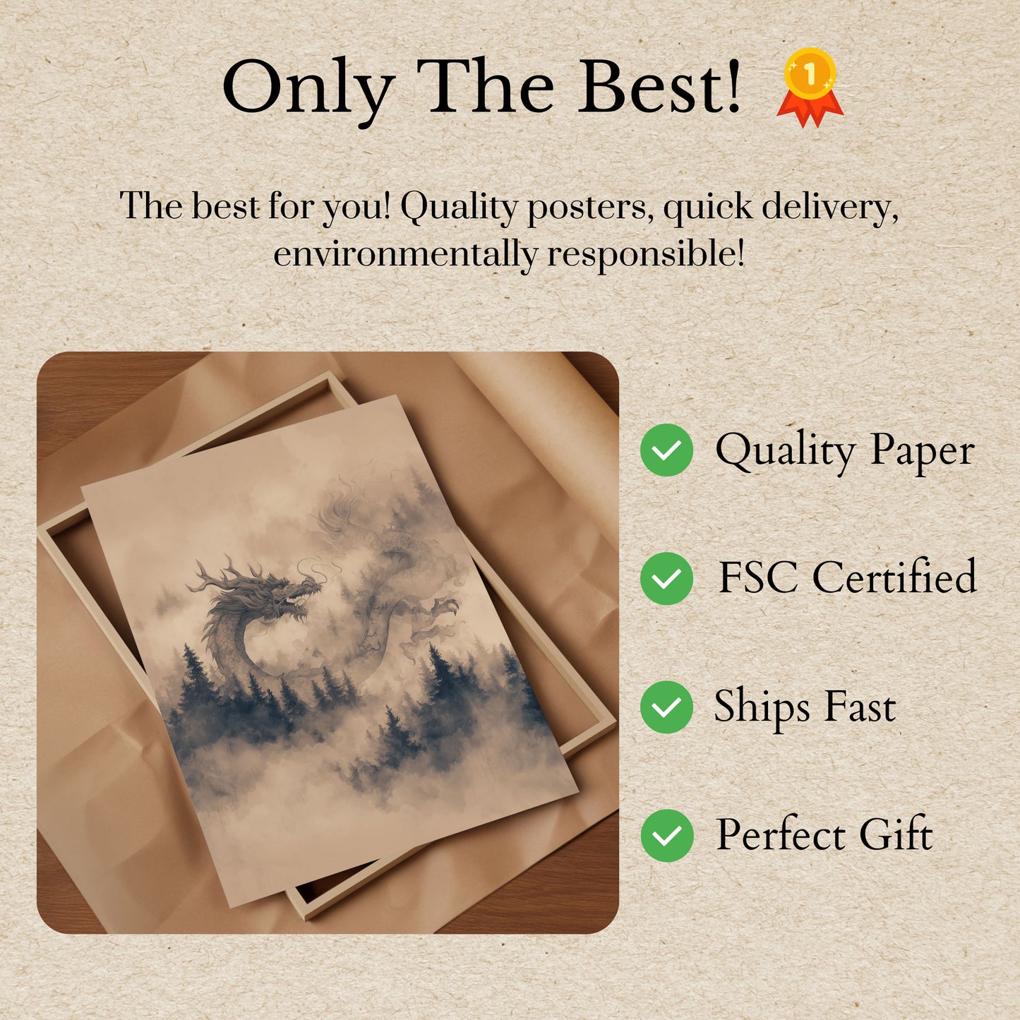 Póster del dragón del bosque brumoso