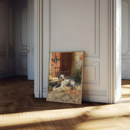 Póster de puerta dálmata iluminada por el sol