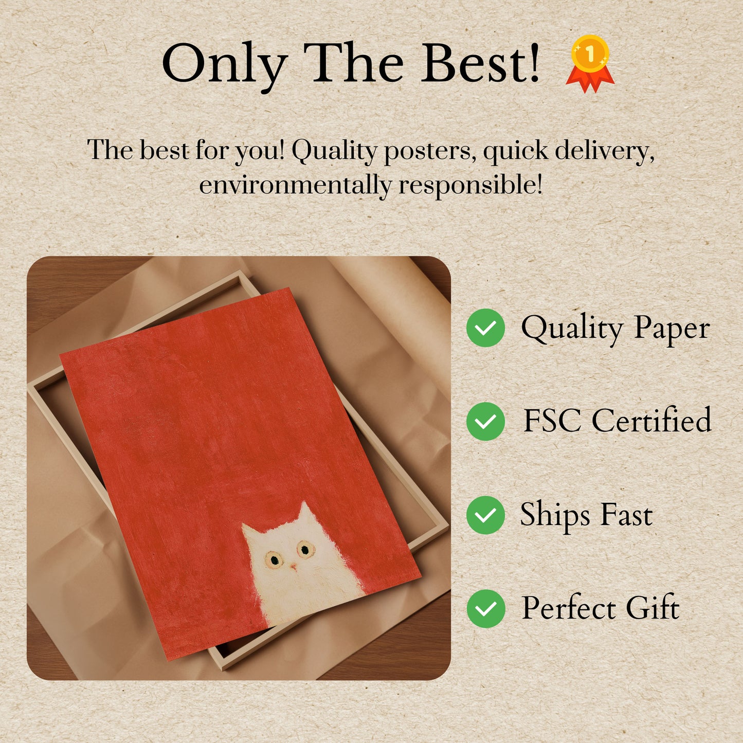 Cartaz Gato Branco Fundo Vermelho