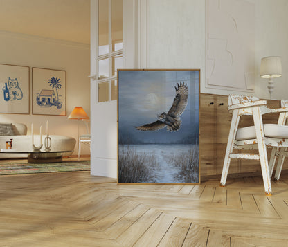 Owl in Moonlight Flight Poster