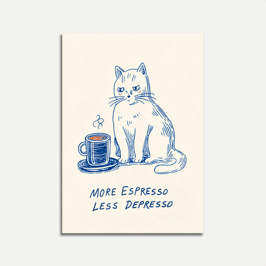 Espresso Cat Mood Poster