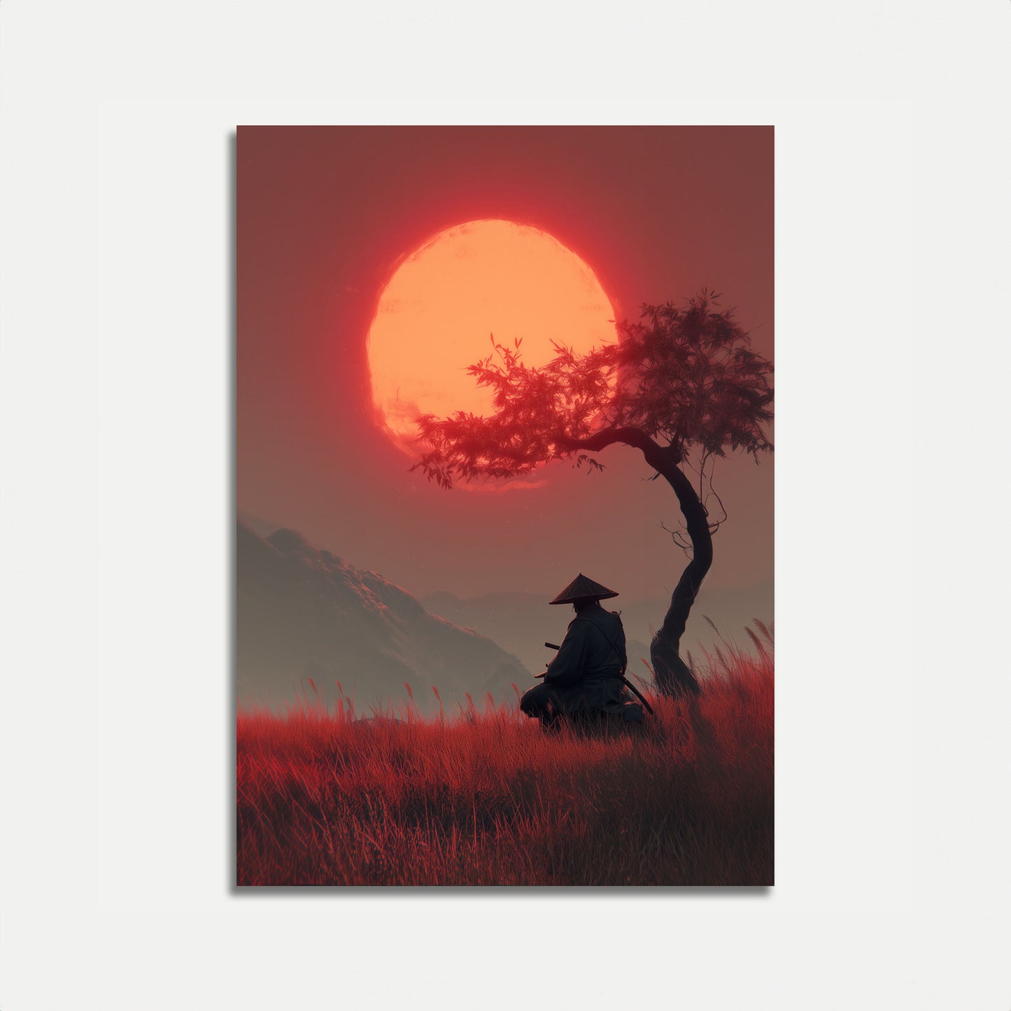 Samurai Krieger Solnedgang Plakat