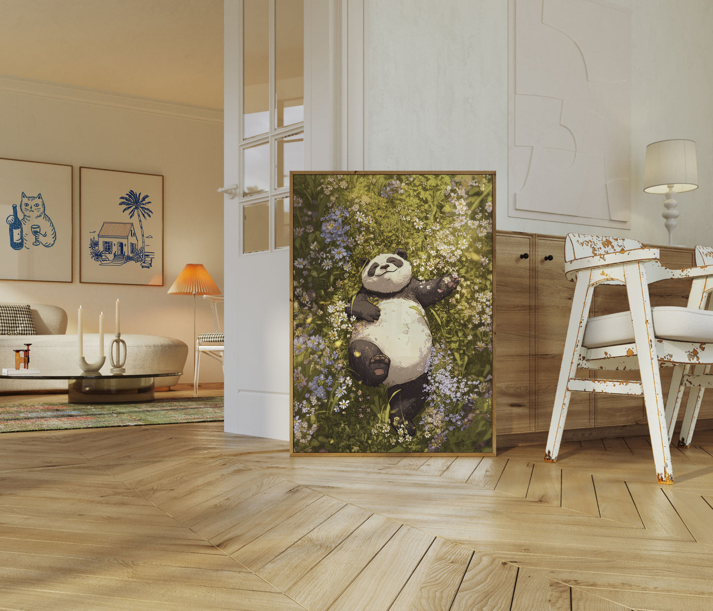 Peaceful Panda Meadow Poster
