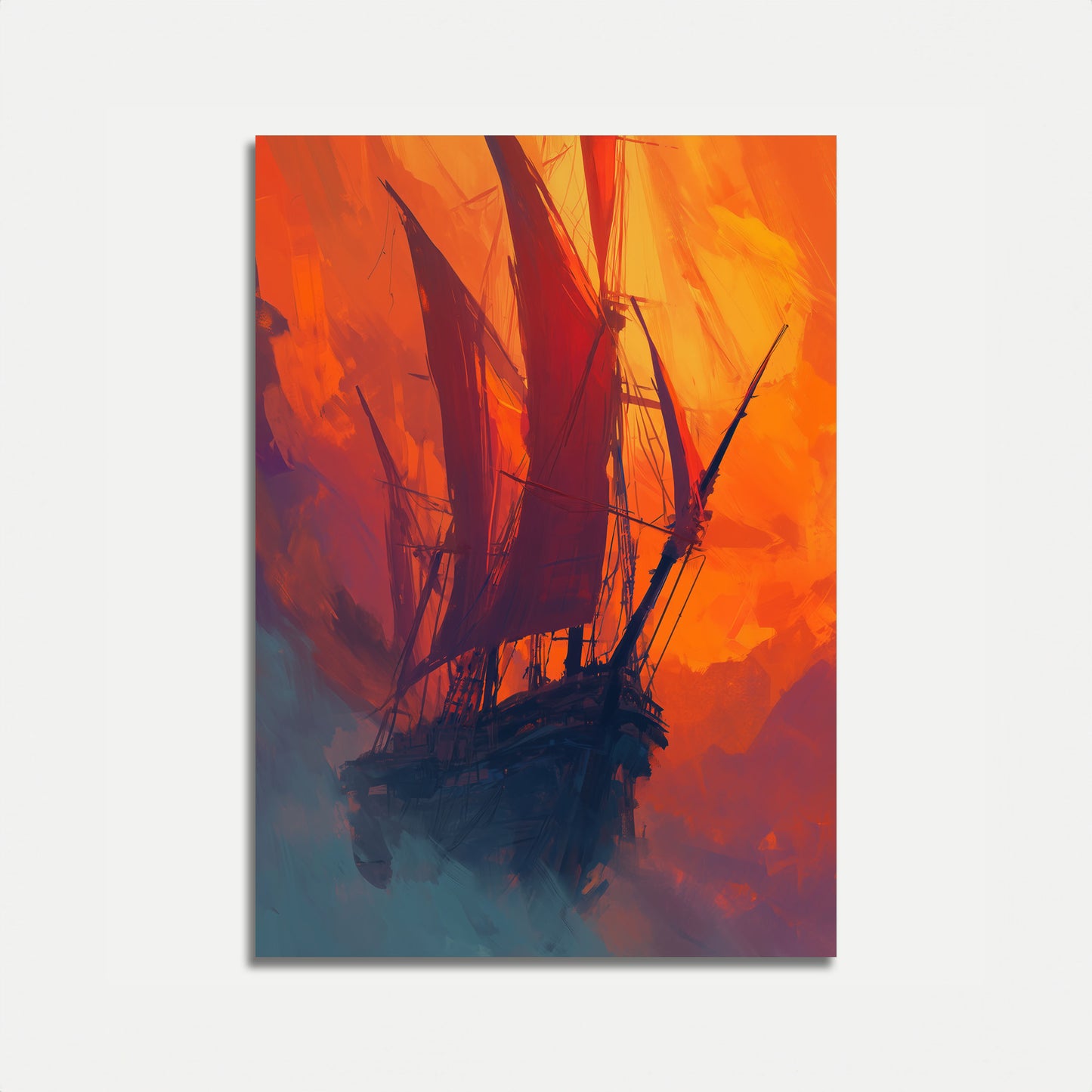 Sunset Sailing Ship Poster