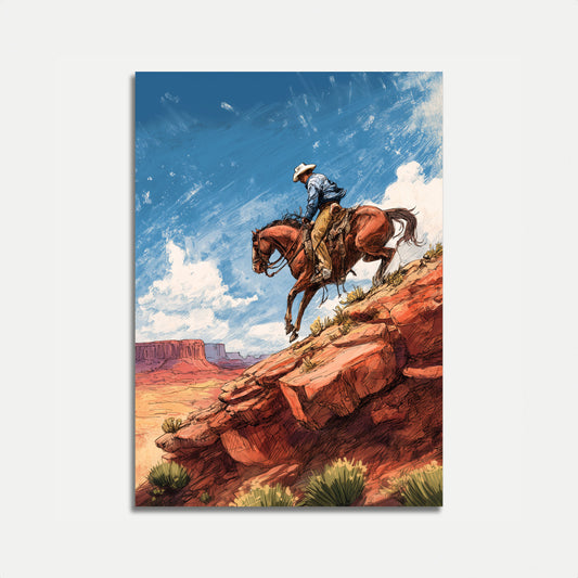 Cowboy-plakat med Klippeterræn