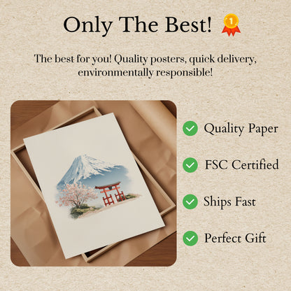 Mount Fuji Cherry Blossom Poster