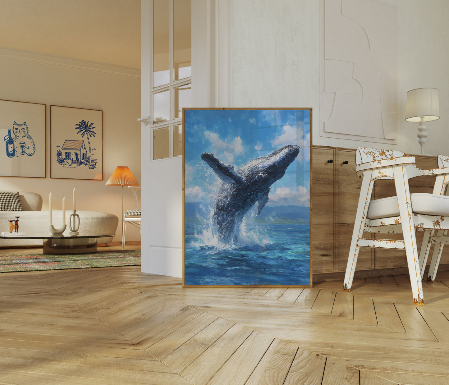 Majestic Whale Breaching Ocean Poster