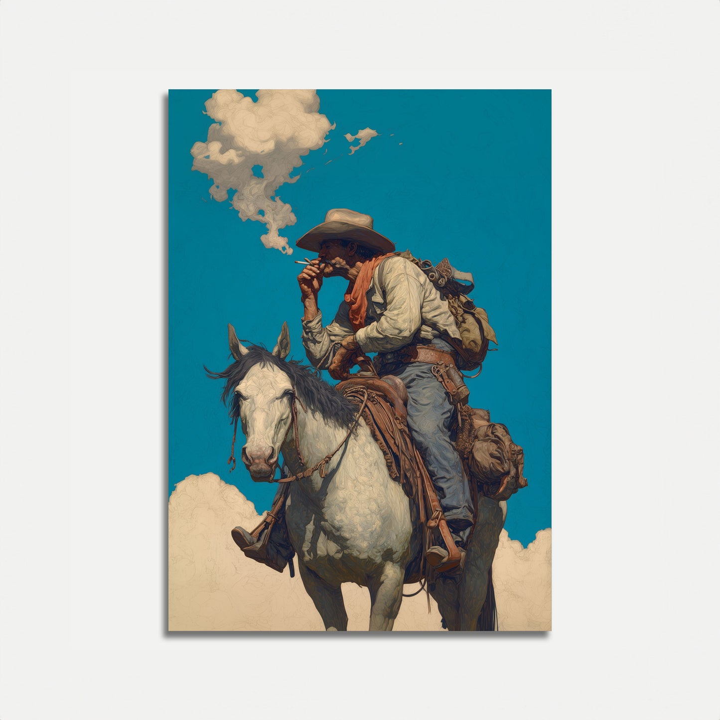 Póster de vaquero fumador solitario