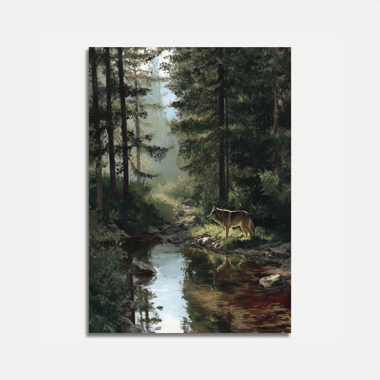 Lone Wolf Forest Stream Poster