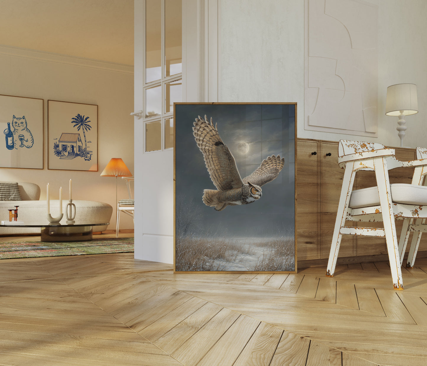 Barn Owl in Moonlight Poster