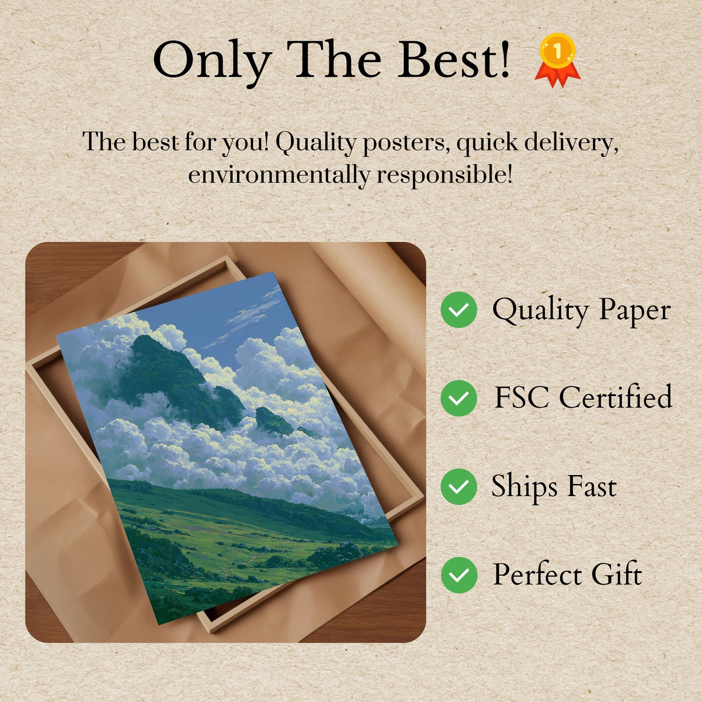 Mountain Peak Among Clouds Poster