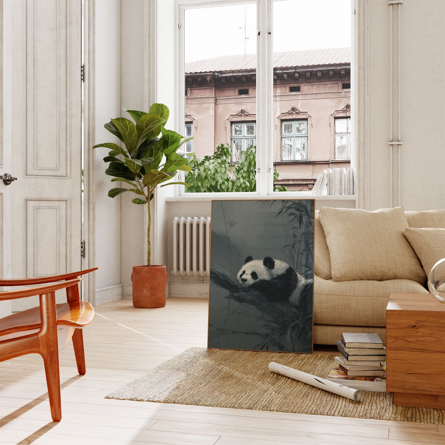 Sleepy Panda Bamboo Forest Poster